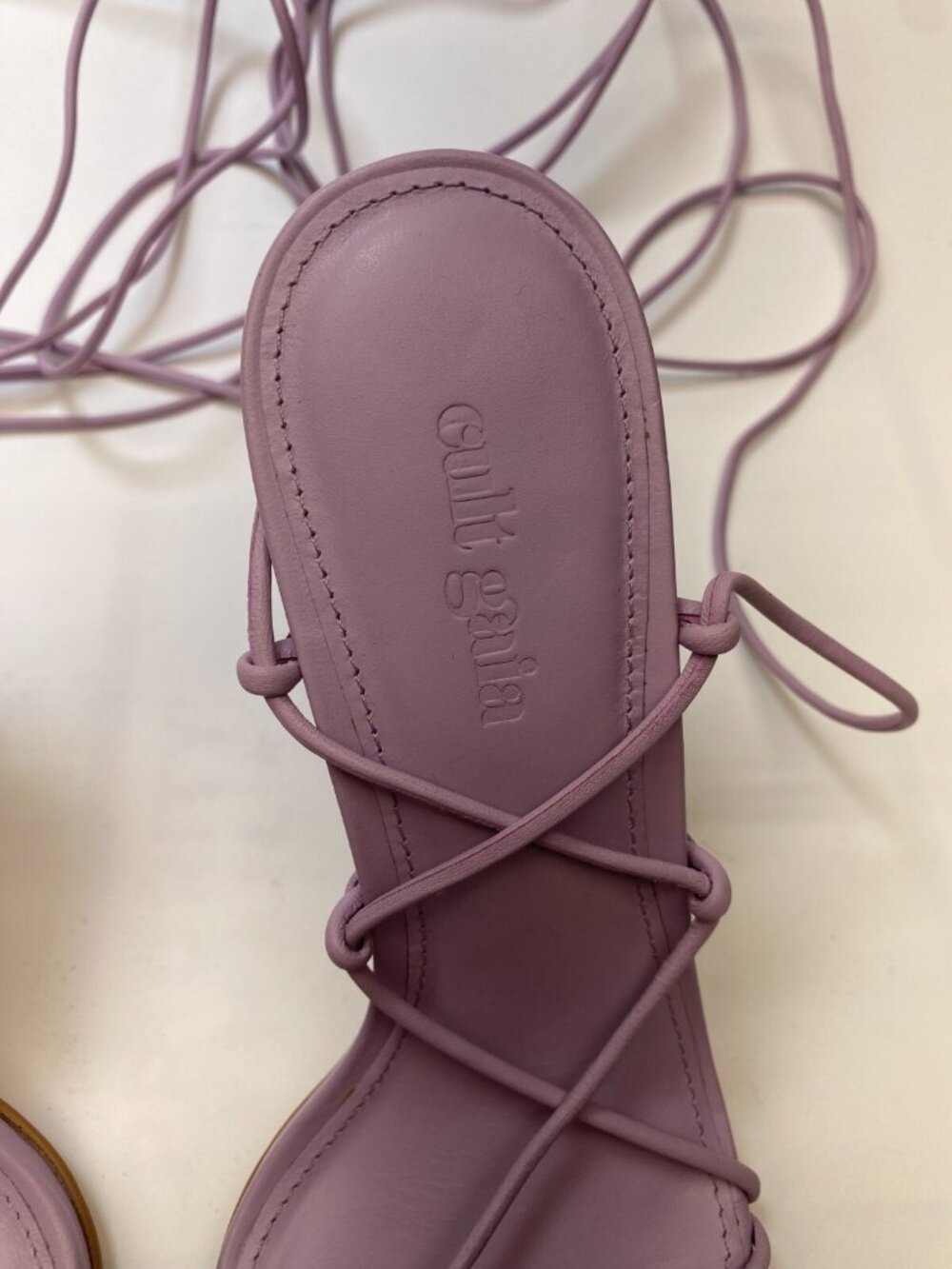 Cult Gaia Womens Strappy Leather Lavender Lace Up Heel Sandal Sz 7 - Picture 3 of 9